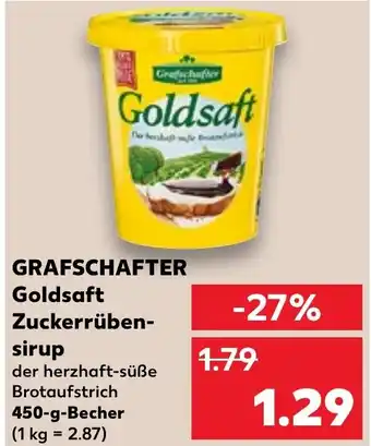 Kaufland GRAFSCHAFTER Goldsaft Zuckerrüben- sirup 450 g Becher Angebot