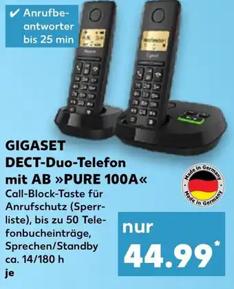 Kaufland GIGASET DECT-Duo-Telefon mit AB PURE 100A Angebot