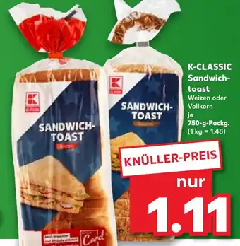 Kaufland K-CLASSIC Sandwich- toast 750-g-Packg. Angebot