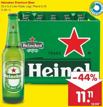 Netto Marken-Discount Heineken Premium Beer 20 x 0,4 Liter Kiste Angebot