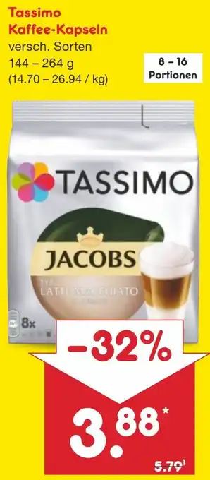 Netto Marken-Discount JACOBS Tassimo Kaffee-Kapseln 144-264 g Angebot