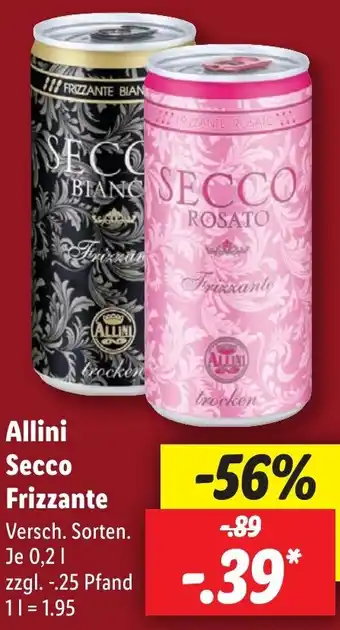 Lidl Allini Secco Frizzante 0,2 L Angebot