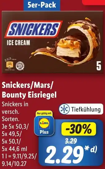 Lidl Snickers/Mars/ Bounty Eisriegel Angebot