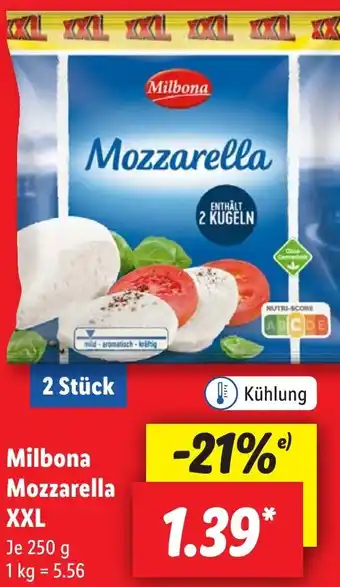 Lidl Milbona Mozzarella XXL 250 g Angebot