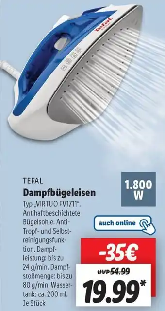 Lidl TEFAL Dampfbügeleisen „VIRTUO FV1711" Angebot