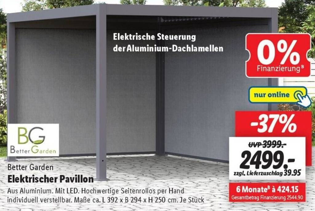 Better Garden Elektrischer Pavillon Aus Aluminium Mit Led