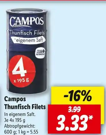 Lidl Campos thunfisch filets Angebot