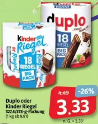 Markant Markt Duplo oder Kinder Riegel 327,6/378 g Packung Angebot