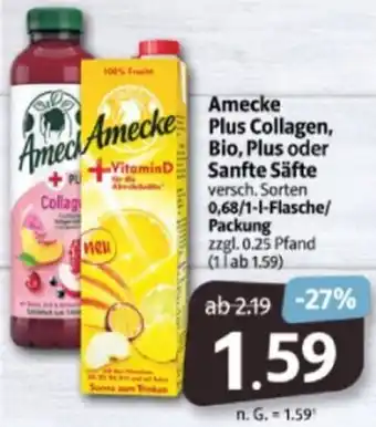 Markant Markt Amecke Plus Collagen, Bio, Plus oder Sanfte Säfte 0,68/1 L Flasche/ Packung Angebot