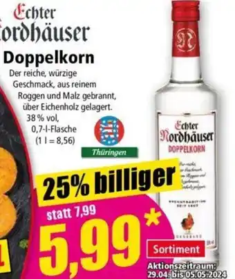 Norma Echter Nordhäuser Doppelkorn 0,7 L Flasche Angebot