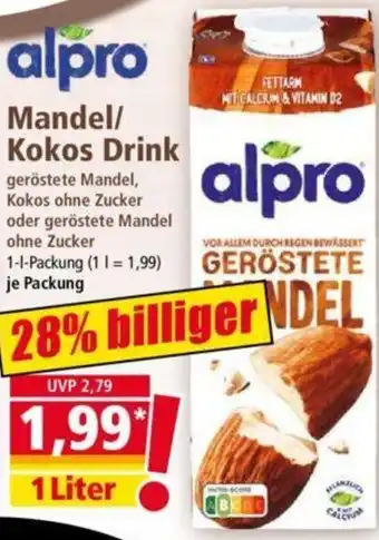 Norma alpro Mandel/ Kokos Drink 1 Liter Angebot