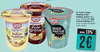 Marktkauf Dr. Oetker Sahne- Pudding, Grieß- Pudding, Grütze 500 g oder High Protein Pudding 400 g Angebot