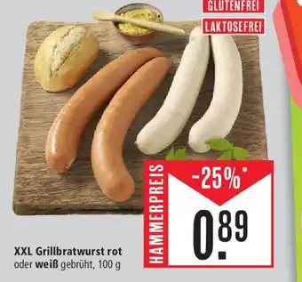 Marktkauf XXL Grillbratwurst rot oder weiß gebrüht, 100 g Angebot