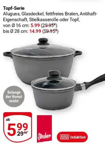 Globus Topf-Serie Aluguss, Glasdeckel, fettfreies Braten, Antihaft- Eigenschaft, Stielkasserolle oder Topf Angebot