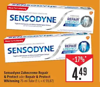 Marktkauf Sensodyne Zahncreme Repair & Protect oder Repair & Protect Whitening 75-ml-Tube Angebot