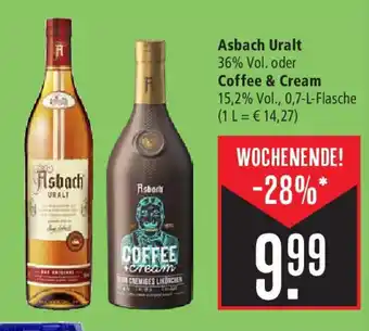 Marktkauf Asbach Uralt 36% Vol. oder Coffee & Cream 0,7 l Flasche Angebot