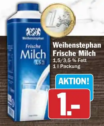 Hit Weihenstephan Milch Frische Milch 1 l Packung Angebot