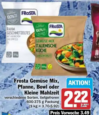 Hit Frosta Gemüse Mix, Pfanne, Bowl oder Kleine Mahlzeit 600-375 g Packung Angebot