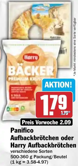 Hit Panifico Aufbackbrötchen oder Harry Aufbackbrötchen 500-360 g Packung/Beutel Angebot