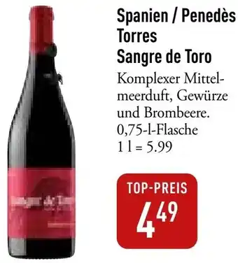 Galeria Markthalle Spanien / Penedès Torres Sangre de Toro 0,75 L Flasche Angebot