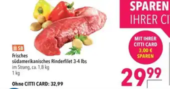 CITTI Markt Frisches südamerikanisches Rinderfilet 3-4 lbs 1 kg Angebot