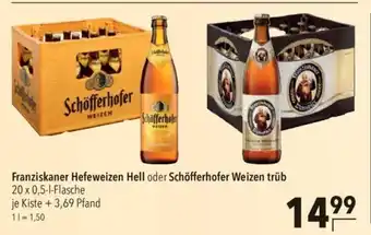 CITTI Markt Franziskaner Hefeweizen Hell oder Schöfferhofer Weizen trüb 20 x 0,5-1-Flasche Angebot