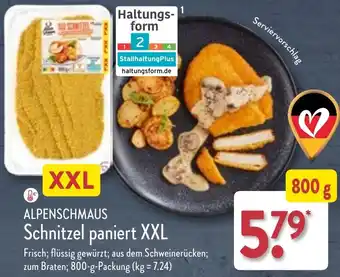 Aldi Nord ALPENSCHMAUS Schnitzel paniert XXL 800 g Packung Angebot