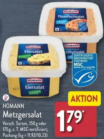 Aldi Nord HOMANN Metzgersalat 150 g oder 175 g Angebot