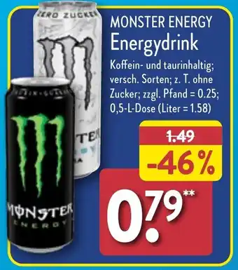 Aldi Nord MONSTER ENERGY Energydrink 0,5 L Dose Angebot