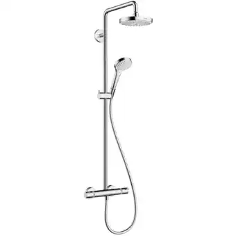 ManoMano Croma Select s - Duschsäule Showerpipe 180 mit Thermostatbatterie, EcoSmart 9 l/min, 2 Strahlen, weiß / verchromt 27254400 -  Angebot