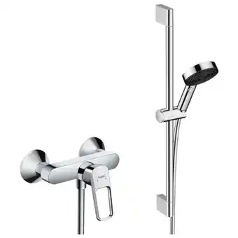 ManoMano Logis Loop Set Brausebatterie + xxl Handbrause 105 mm 3 Düsen, Brauseschlauch 160 cm, Brausestange 65 cm - Hansgrohe Angebot