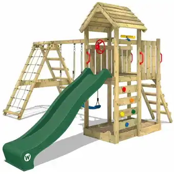 ManoMano Spielturm Klettergerüst RocketFlyer mit Schaukel & Rutsche, Kletterturm mit Sandkasten, Leiter & Spiel-Zubehör - grün - Wicke Angebot