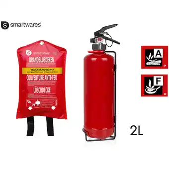 ManoMano Set: Fettbrand Feuerlöscher, Brandklassen a, f, Manometer, 2 Liter + Löschdecke Angebot