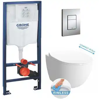 ManoMano Grohe - Pack wc Vorwandelement + Vitra Sento rim-ex WC-Toilettenschüssel ( SentoRimlessCOMPACT-DE) Angebot