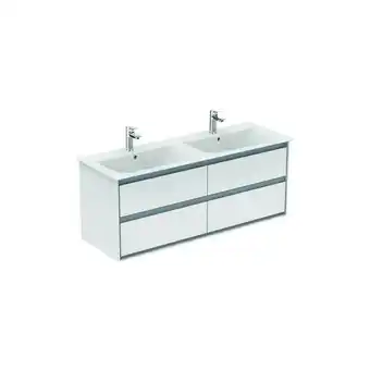 ManoMano Connect Air Möbel-Doppelwaschtischunterschrank, 1300 mm, 4 Auszüge, E0824, Farbe: Pine hell Dekor / braun matt - E0824UK - Id Angebot