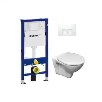 ManoMano Geberit - WC-Pack Vorwandelement + Cersanit S-LinePro Wand-WC + Betätigungsplatte, Alpinweiß (S-LineProGeb1) Angebot