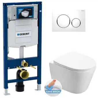 ManoMano Geberit - WC-Pack Duofix Vorwandelement + sat Infinitio Wand-WC ohne Spülrand + Sitz mit Fallbremse + Betätigungsplatte weiß/ Angebot