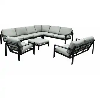 ManoMano Outdoor Sitzgruppe rio i - Schwarz, Größe l - bestehend aus 1x Hocker, 2X Sessel 1x Sofa - inkl. Kissen - Farbe schwarz i Gar Angebot