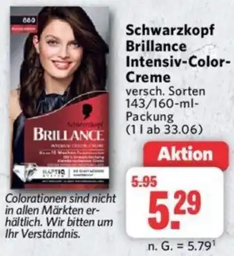 Combi Schwarzkopf Brillance Intensiv-Color Creme 143/160 ml Packung Angebot