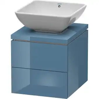 ManoMano L-Cube Waschtischunterbau für Konsole, Breite 720mm, Tiefe 477mm, 2 Schubkästen, Farbe: Stone Blue Hochglanz Lack - LC5806047 Angebot