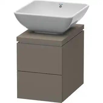 ManoMano L-Cube Waschtischunterbau für Konsole, Breite 320mm, Tiefe 477mm, 2 Schubkästen, Farbe: Flannel Grey Seidenmatt Lack - LC6818 Angebot