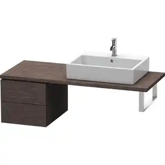 ManoMano L-Cube Unterschrank für Konsole, Breite 420mm, Tiefe 547mm, 2 Schubkästen, Farbe: Eiche Dunkel gebürstet Echtholzfurnier - LC Angebot