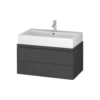 ManoMano L-Cube Waschtischunterbau für Konsole, Breite 820mm, Tiefe 477mm, 2 Schubkästen, Farbe: Graphit Matt Dekor - LC580704949 - Du Angebot