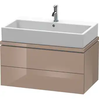 ManoMano L-Cube Waschtischunterbau für Konsole, Breite 820mm, Tiefe 477mm, 2 Schubkästen, Farbe: Cappuccino Hochglanz Lack - LC5807086 Angebot