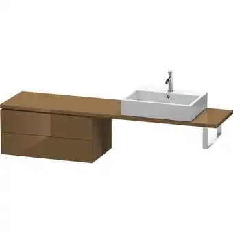 ManoMano L-Cube Unterschrank für Konsole, Breite 720mm, Tiefe 477mm, 2 Schubkästen, Farbe: Olive Braun Hochglanz Lack - LC584806161 -  Angebot