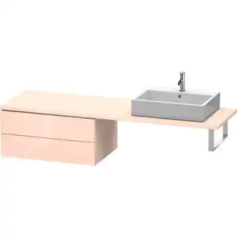 ManoMano L-Cube Unterschrank für Konsole, Breite 720mm, Tiefe 547mm, 2 Schubkästen, Farbe: Apricot Pearl Hochglanz Lack - LC585901010  Angebot