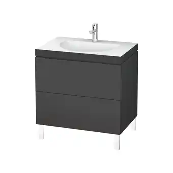 ManoMano L-Cube Möbelwaschtisch c-bonded mit Unterbau wandhängend, 120x48 cm, 1 Auszug, ohne Überlauf, 3 Hahnlöcher, Farbe: Graphit Ma Angebot