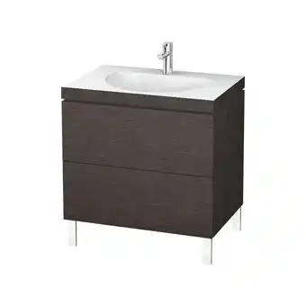 ManoMano L-Cube Möbelwaschtisch c-bonded mit Unterbau wandhängend, 120x48 cm, 1 Auszug, ohne Überlauf, 3 Hahnlöcher, Farbe: Eiche Dunk Angebot