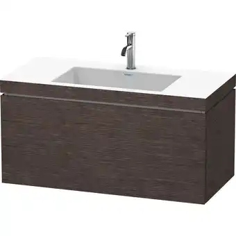 ManoMano L-Cube Möbelwaschtisch c-bonded mit Unterbau wandhängend, 100x48 cm, 1 Auszug, ohne Überlauf, 1 Hahnloch, Farbe: Eiche Dunkel Angebot