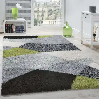 ManoMano Paco Home - Shaggy Teppich Hochflor Langflor Weich Geometrisch Gemustert Verschied. Farben 160x220 cm, Grün Angebot